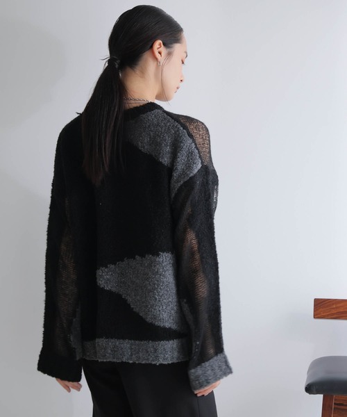 LADYMADE（レディメイド）の「シアーモヘアブロッキングニット（ニット/セーター・レディース・ライトベージュ/ブラック・FREE）」の16枚目の写真