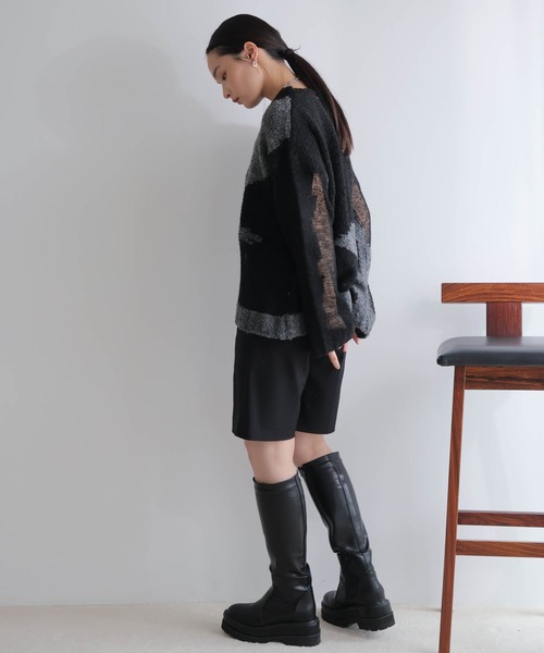 LADYMADE（レディメイド）の「シアーモヘアブロッキングニット（ニット/セーター・レディース・ライトベージュ/ブラック・FREE）」の14枚目の写真