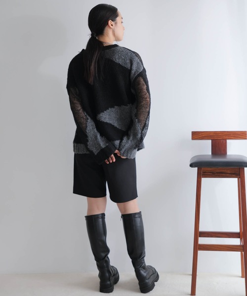 LADYMADE（レディメイド）の「シアーモヘアブロッキングニット（ニット/セーター・レディース・ライトベージュ/ブラック・FREE）」の13枚目の写真