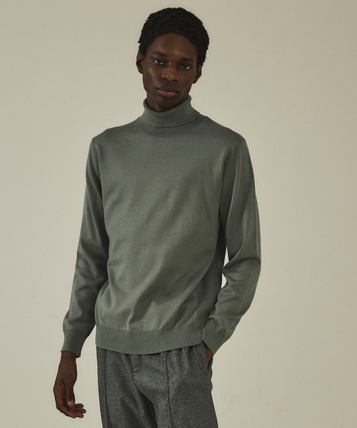 DESIGNWORKS（デザインワークス）の「【カシミヤタッチ】 タートルネック　ニット（ニット/セーター・メンズ・ブルー/アイボリー/ブラック/グリーン/ホワイト/ボルドー・46/48/50/52）」の5枚目の写真