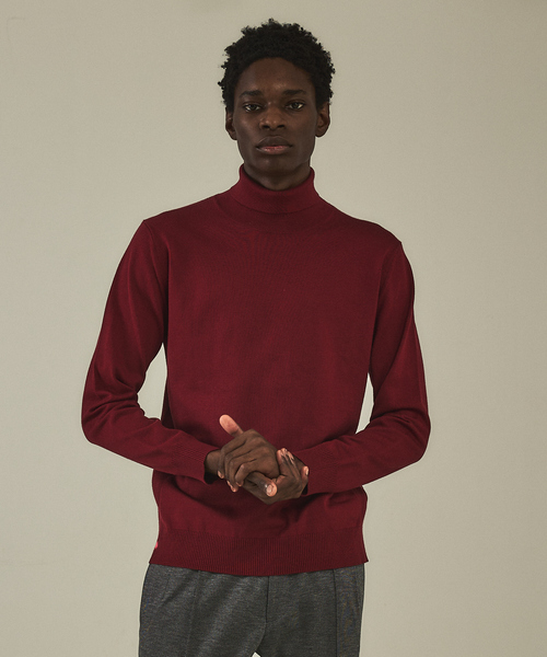 DESIGNWORKS（デザインワークス）の「【カシミヤタッチ】 タートルネック　ニット（ニット/セーター・メンズ・ブルー/アイボリー/ブラック/グリーン/ホワイト/ボルドー・46/48/50/52）」の6枚目の写真