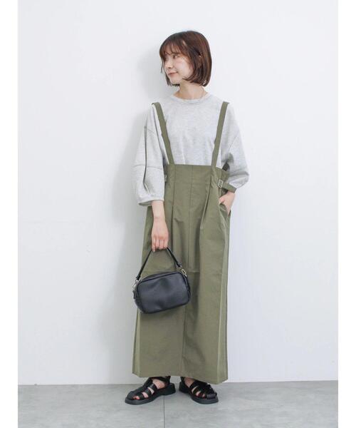 Samansa Mos2 blue（サマンサモスモスブルー）の「サス付ハイウエストスカート（スカート・レディース・カーキ/ブラック/グレー・F）」の3枚目の写真