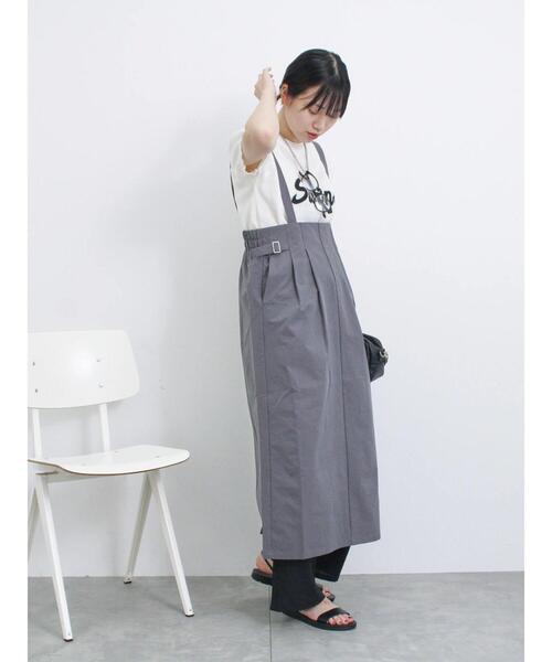 Samansa Mos2 blue（サマンサモスモスブルー）の「サス付ハイウエストスカート（スカート・レディース・カーキ/ブラック/グレー・F）」の4枚目の写真