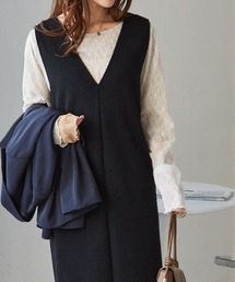 RANAN（ラナン）の「あったか裏起毛ニットコールジャンパースカート（ワンピース）」