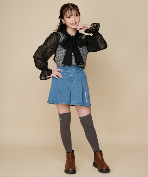 JENNI love(ジェニィラブ)の「リボンえりシアーブラウス(シャツ/ブラウス・キッズ・オフホワイト/ミント/ブラック・130cm/140cm/150cm/160cm)」の13枚目の写真
