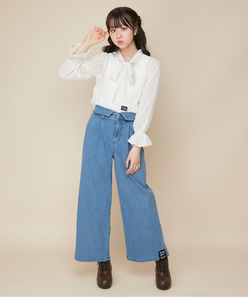 JENNI love(ジェニィラブ)の「リボンえりシアーブラウス(シャツ/ブラウス・キッズ・オフホワイト/ミント/ブラック・130cm/140cm/150cm/160cm)」の7枚目の写真