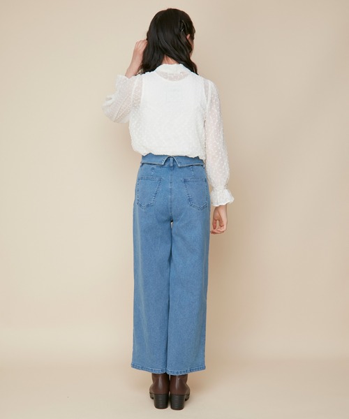 JENNI love(ジェニィラブ)の「リボンえりシアーブラウス(シャツ/ブラウス・キッズ・オフホワイト/ミント/ブラック・130cm/140cm/150cm/160cm)」の9枚目の写真