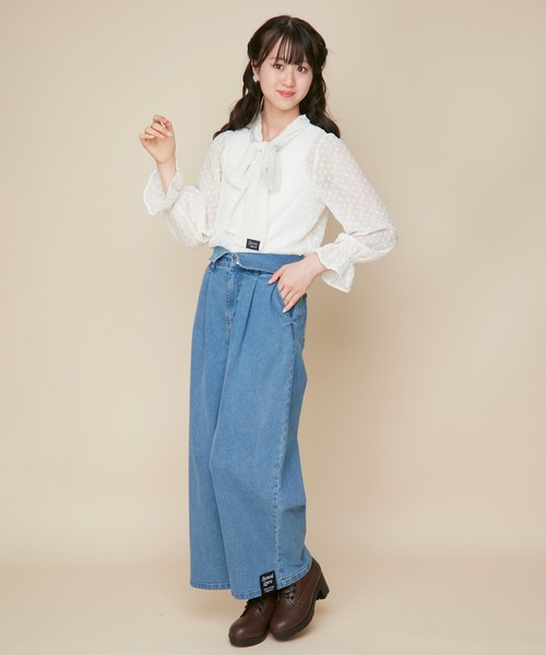 JENNI love(ジェニィラブ)の「リボンえりシアーブラウス(シャツ/ブラウス・キッズ・オフホワイト/ミント/ブラック・130cm/140cm/150cm/160cm)」の8枚目の写真