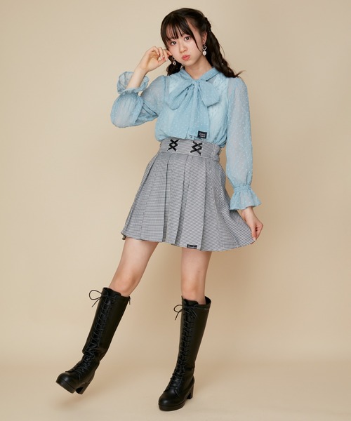 JENNI love(ジェニィラブ)の「リボンえりシアーブラウス(シャツ/ブラウス・キッズ・オフホワイト/ミント/ブラック・130cm/140cm/150cm/160cm)」の17枚目の写真