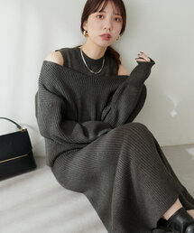 natural couture | SET UPガーリーニットワンピース(ワンピース)