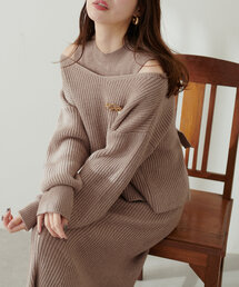 natural couture | 【Web限定】SET UPガーリーニットワンピース(ワンピース)