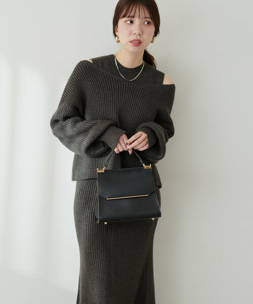 natural couture（ナチュラルクチュール）の「SET UPガーリーニットワンピース（ワンピース・レディース・チャコールグレー/ライトベージュ/モカ/ボルドー・SMALL/MEDIUM）」の14枚目の写真