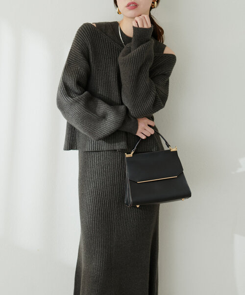 natural couture（ナチュラルクチュール）の「SET UPガーリーニットワンピース（ワンピース・レディース・チャコールグレー/ライトベージュ/モカ/ボルドー・SMALL/MEDIUM）」の16枚目の写真