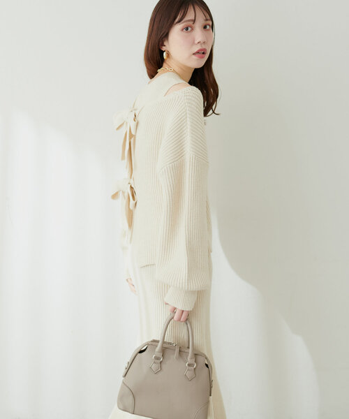 natural couture（ナチュラルクチュール）の「SET UPガーリーニットワンピース（ワンピース・レディース・チャコールグレー/ライトベージュ/モカ/ボルドー・SMALL/MEDIUM）」の20枚目の写真