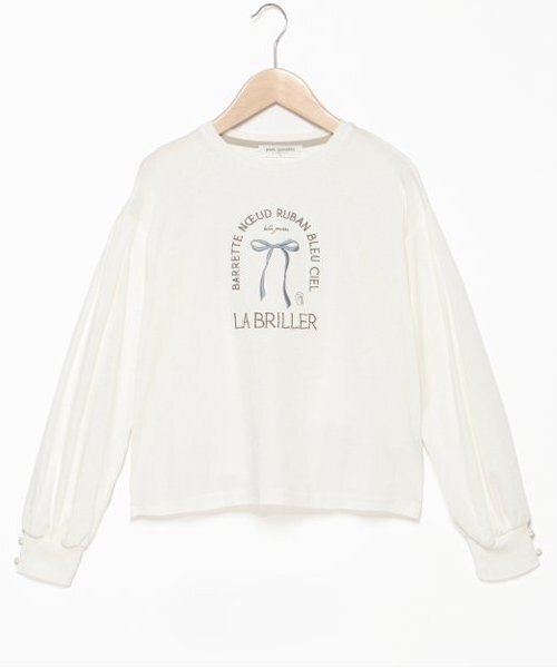 pom ponette junior（ポンポネットジュニア）の「リボンモチーフTシャツ（Tシャツ/カットソー・キッズ・ブラック/オフホワイト/ピンク・LL/L/M/S）」の2枚目の写真