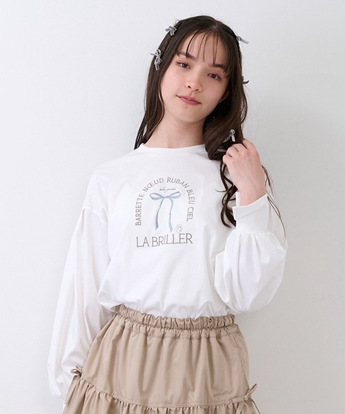 pom ponette junior（ポンポネットジュニア）の「リボンモチーフTシャツ（Tシャツ/カットソー・キッズ・ブラック/オフホワイト/ピンク・LL/L/M/S）」の11枚目の写真