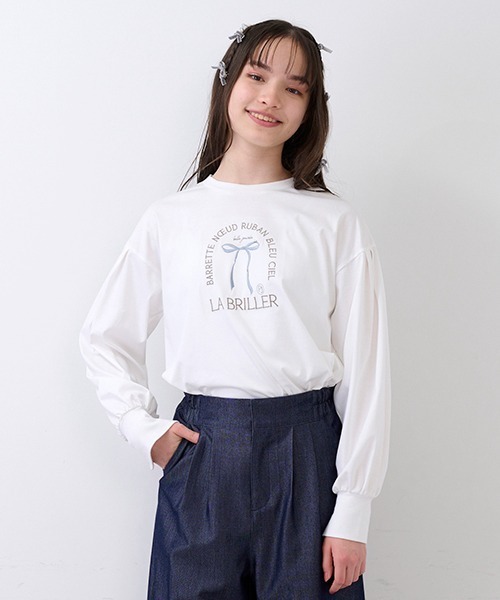 pom ponette junior（ポンポネットジュニア）の「リボンモチーフTシャツ（Tシャツ/カットソー・キッズ・ブラック/オフホワイト/ピンク・LL/L/M/S）」の7枚目の写真