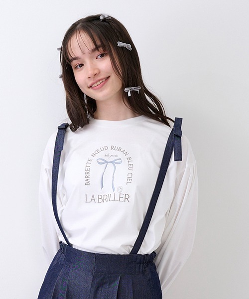 pom ponette junior（ポンポネットジュニア）の「リボンモチーフTシャツ（Tシャツ/カットソー・キッズ・ブラック/オフホワイト/ピンク・LL/L/M/S）」の8枚目の写真