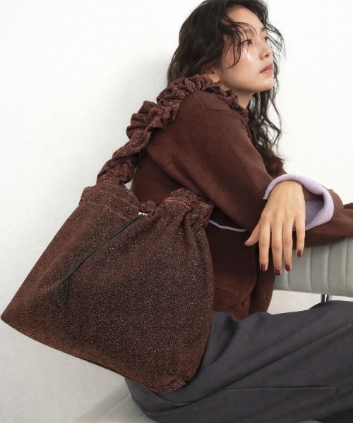 A4サイズ収納可】ラメフリルハンドルトート（トートバッグ）｜Shelly