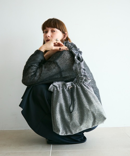 sallyさま専用 ANTEPRIMA パーティバッグ&ローズクォーツ帯留め kaene サテンフリルバッグ 040134 結婚式 お呼ばれ パーティーバッグ