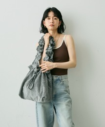 Shelly island（シェリーアイランド）の「【A4サイズ収納可】ラメフリルハンドルトート（トートバッグ）」