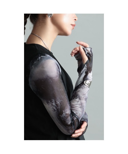 Sawa a la mode（サワアラモード）の「マーブル柄クルーネックチュールカットソー（Tシャツ/カットソー・レディース・ブラック/ピンク/ベージュ・FREE）」の15枚目の写真