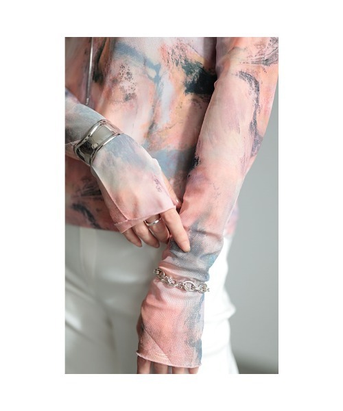 Sawa a la mode（サワアラモード）の「マーブル柄クルーネックチュールカットソー（Tシャツ/カットソー・レディース・ブラック/ピンク/ベージュ・FREE）」の20枚目の写真