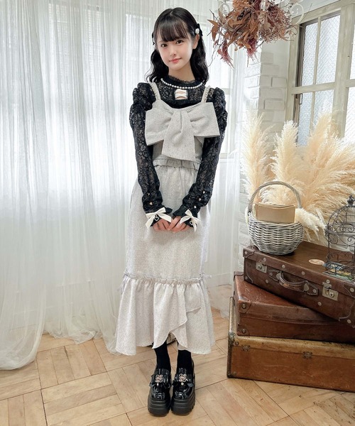 ご確認用になります❣️ サマーツイードリボン　バレッタ　リボン　ドールスカート couture BY ROJITA（クチュールバイロジータ）の「サイドリボン付き