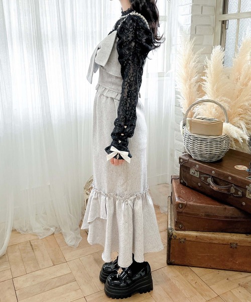couture BY ROJITA(クチュールバイロジータ)の「サイドリボン付きツイードマーメイドスカート(スカート・レディース・ホワイト/ブラック/グレー・FREE)」の4枚目の写真