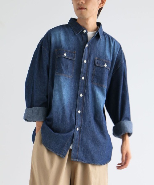 CRAFT STANDARD BOUTIQUE(クラフトスタンダードブティック)の「デニムワークシャツ(シャツ/ブラウス・メンズ・ライトインディゴブルー/ダークインディゴブルー・M/L/XL)」の14枚目の写真