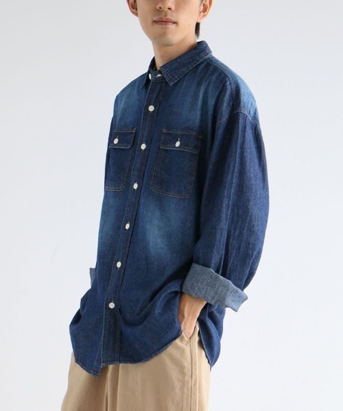 CRAFT STANDARD BOUTIQUE(クラフトスタンダードブティック)の「デニムワークシャツ(シャツ/ブラウス・メンズ・ライトインディゴブルー/ダークインディゴブルー・M/L/XL)」の9枚目の写真