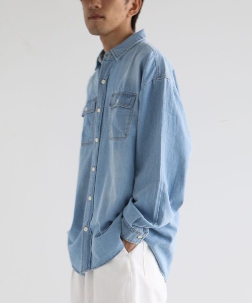 CRAFT STANDARD BOUTIQUE(クラフトスタンダードブティック)の「デニムワークシャツ(シャツ/ブラウス・メンズ・ライトインディゴブルー/ダークインディゴブルー・M/L/XL)」の4枚目の写真
