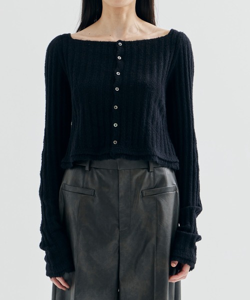 AKANE UTSUNOMIYA（アカネウツノミヤ）の「【AKANE UTSUNOMIYA/アカネウツノミヤ】WAN-FK09-1003/クロップドカーディガン（カーディガン/ボレロ・レディース・パープル/ブラック/グレー・FREE）」の6枚目の写真