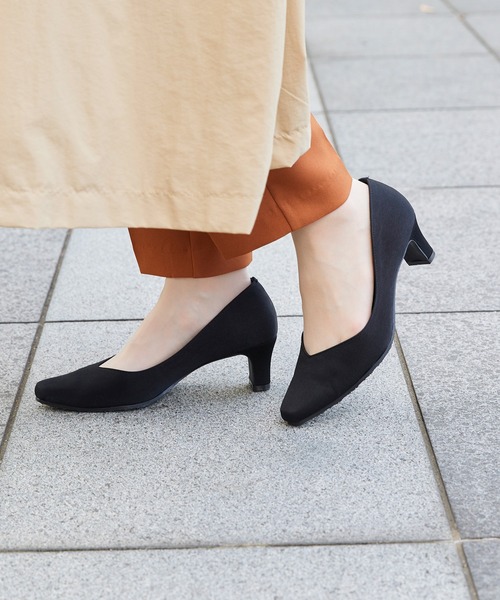 スクエアトゥ 5.5cmヒール 整うパンプス（パンプス）｜welleg（ウェレッグ）