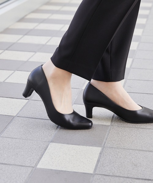 スクエアトゥ 5.5cmヒール 整うパンプス（パンプス）｜welleg（ウェレッグ）