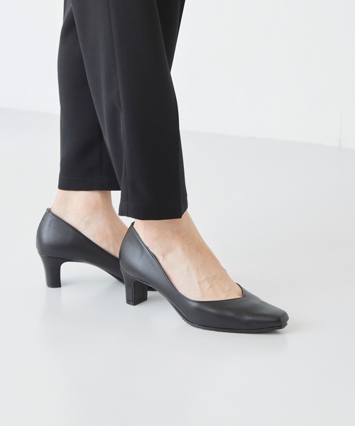 スクエアトゥ 5.5cmヒール 整うパンプス（パンプス）｜welleg（ウェレッグ）