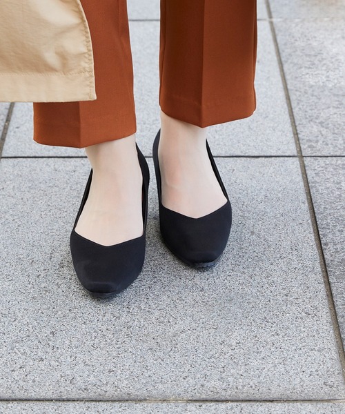 スクエアトゥ 5.5cmヒール 整うパンプス（パンプス）｜welleg（ウェレッグ）
