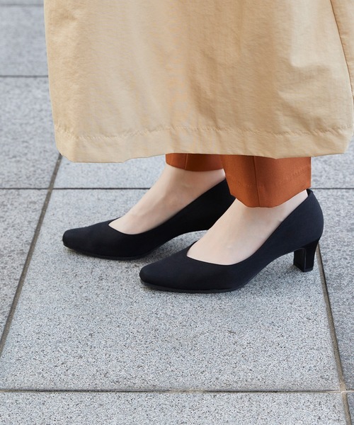 スクエアトゥ 5.5cmヒール 整うパンプス（パンプス）｜welleg（ウェレッグ）