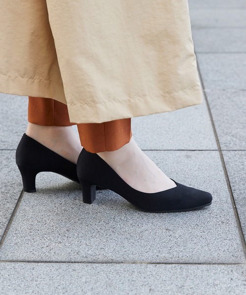 スクエアトゥ 5.5cmヒール 整うパンプス（パンプス）｜welleg（ウェレッグ）