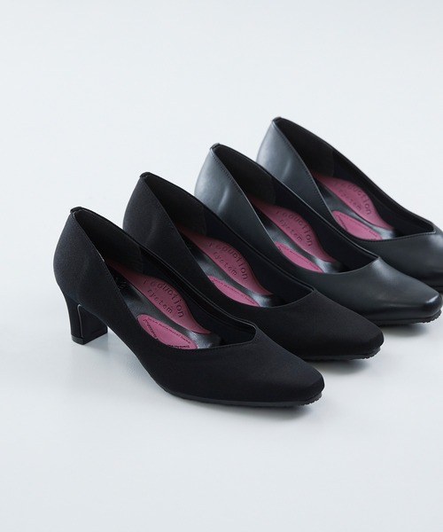 スクエアトゥ 5.5cmヒール 整うパンプス（パンプス）｜welleg（ウェレッグ）