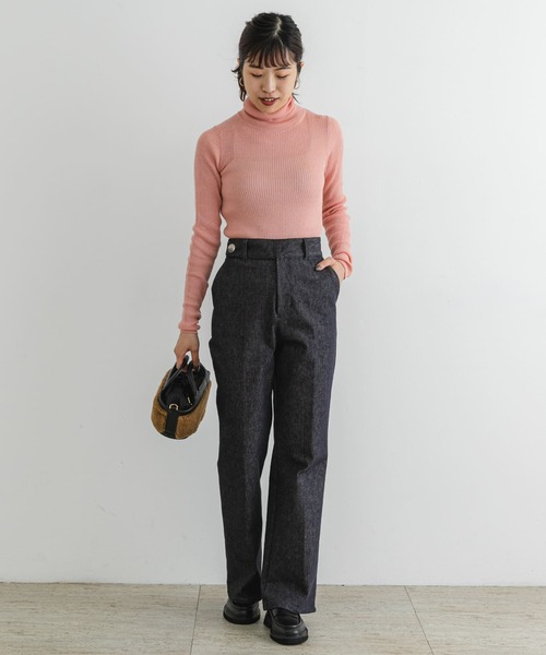 F by ROSSO(エフバイロッソ)の「F by ROSSO ウォッシャブルシアーリブタートルニット(ニット/セーター・レディース・ブルー/チャコールグレー/イエロー/ライトグレー/ピンク・FREE)」の10枚目の写真