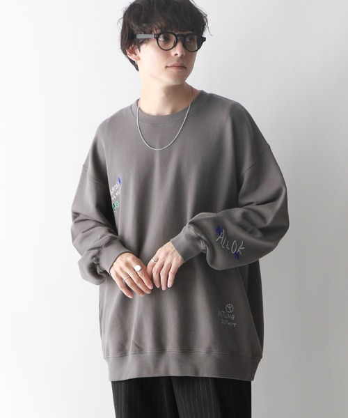 REmastered(リマスタード)の「【REmastered】落書き刺繍デザイン/クルーネックスウェット(スウェット・メンズ・ダークグレー/オフホワイト・MEDIUM/LARGE)」の9枚目の写真