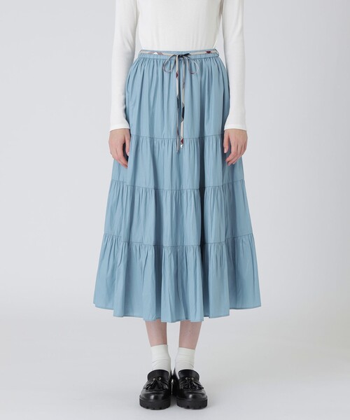 BLUE LABEL CRESTBRIDGE（ブルーレーベルクレストブリッジ）の「ブラングロッシーティアードスカート（スカート・レディース・ライトブルー/ダークネイビー/オレンジ・38/36）」の2枚目の写真