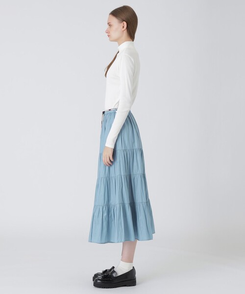BLUE LABEL CRESTBRIDGE（ブルーレーベルクレストブリッジ）の「ブラングロッシーティアードスカート（スカート・レディース・ライトブルー/ダークネイビー/オレンジ・38/36）」の5枚目の写真