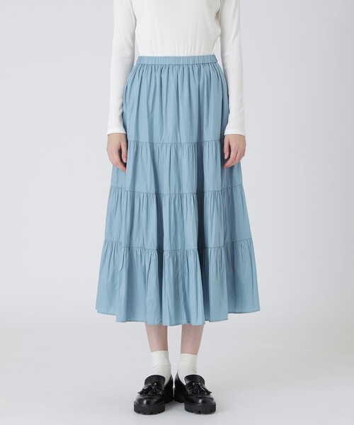 BLUE LABEL CRESTBRIDGE（ブルーレーベルクレストブリッジ）の「ブラングロッシーティアードスカート（スカート・レディース・ライトブルー/ダークネイビー/オレンジ・38/36）」の7枚目の写真