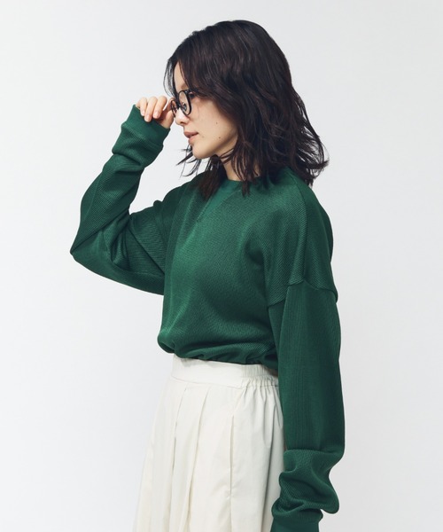 adidas（アディダス）の「【別注】アディダス adidas エッセンシャル レギュラーフィット クォーター ニットスウェットシャツ 限定コラボ（スウェット・メンズ・ブラック/グリーン/ネイビー・S/M/L/LL/3L）」の4枚目の写真