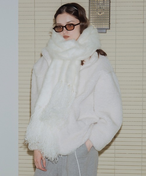 モヘアタッチシャギーボリュームフリンジカラーマフラー（マフラー