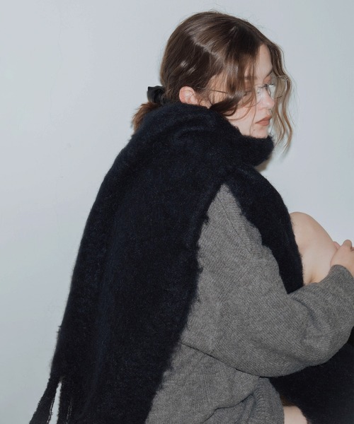 モヘアタッチシャギーボリュームフリンジカラーマフラー（マフラー