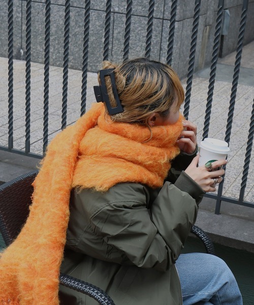 モヘアタッチシャギーボリュームフリンジカラーマフラー（マフラー