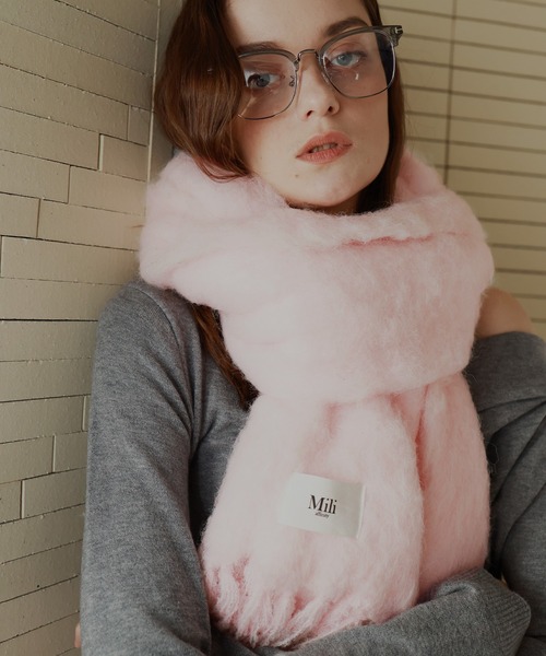 モヘアタッチシャギーボリュームフリンジカラーマフラー（マフラー